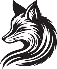 a minimalistic abstract fox head logo in a simple flat design style.eps