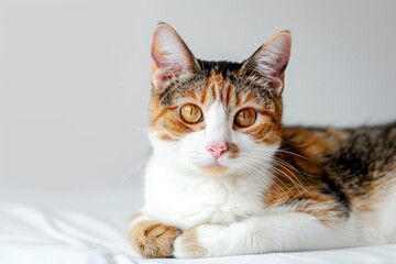 Obraz premium portrait of a Japanese Bobtail, cat breed, with white background