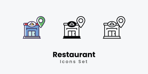 Restaurant Icons thin line and glyph vector icon stock illustration 