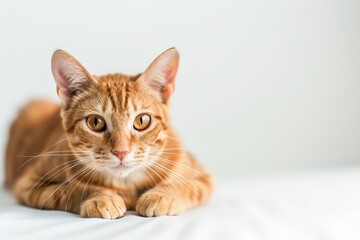 Fototapeta premium portrait of a Khao Manee cat breed, with white background