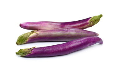 Fresh Vegetables, Japanese Eggplant - ​​purple eggplant and purple eggplant isolated on white background.