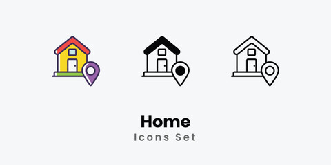 home Icons thin line and glyph vector icon stock illustration 