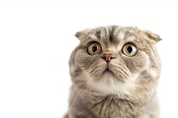 portrait of a Scottish Fold cat breed, with white background
