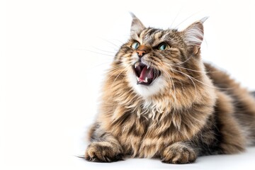 portrait of a Siberian cat breed, with white background