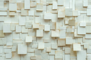beige abstract 3D background with squares, textured geometric backdrop, abstract textured blocks. Geometric shapes overlap creating harmonious abstract composition.