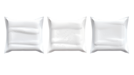 Set of wet wipes flow packs transparent background.