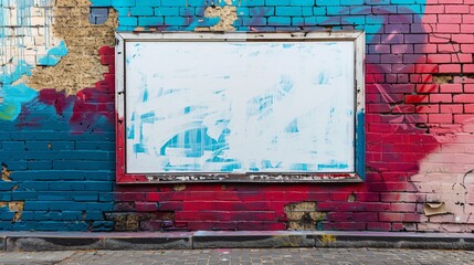 Naklejka premium Blank Billboard on Colorful Graffiti Wall