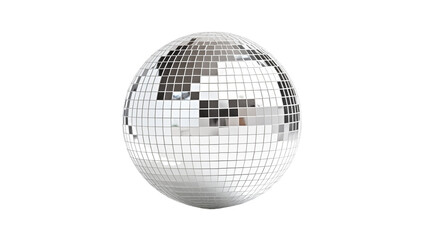 Silver disco mirror ball transparent background.