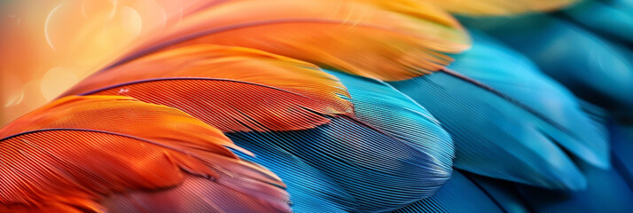 Obraz premium wide background image of beautiful smooth finished natural bird feather texture with colorful and vibrant colour tones 