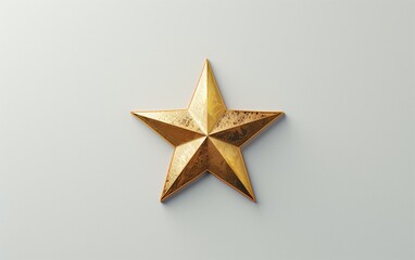 A golden star lying flat on a light surface symbolizing achievement and excellence representing success victory and recognition in a minimalist setting