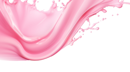 Splash of pink milky liquid similar to smoothie, yogurt or cream transparent background.