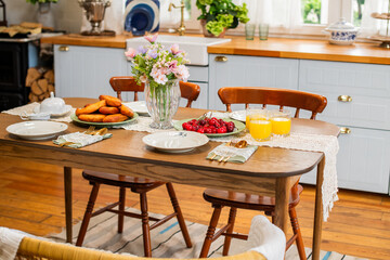 Interior of kitchen in vintage rustic style