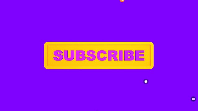 Subscribe button animation and social media signs blast, loop animation
