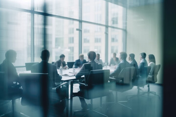 generated illustration of blur images of an office meeting with a working group of business people