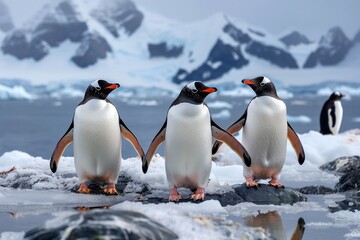 Fototapeta premium Gentoo Penguins on Island in Antarctica