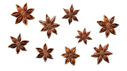 Star anise collection transparent background.