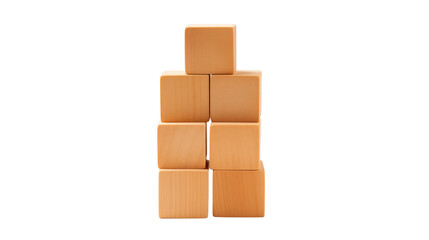 Obraz premium Tower of three wooden cubes, isolated on transparent background.
