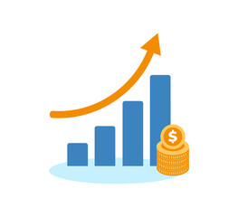 Flat Profit Element. Vector Illustration Of Flat Net Income Isolated On Clean Background. Can Be Used As Profit, Increase And Dollar Symbols.