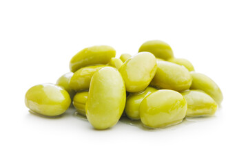 Edamame soy beans isolated on white background.