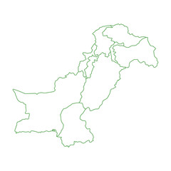 Geography Pakistani Map vector icon. Map of Pakistan. Detailed Line Map of Pakistan