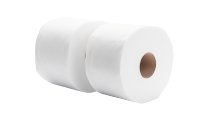 Two rolls of white toilet paper, isolated on transparent background.