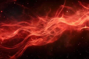 Abstract red light streaks and glowing particles