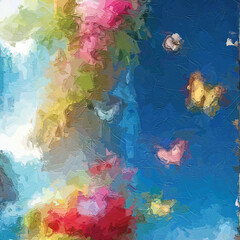 Oil paintings and various flowers, chrysanthemums, umbrellas, animals, chicks, and beautiful scenery