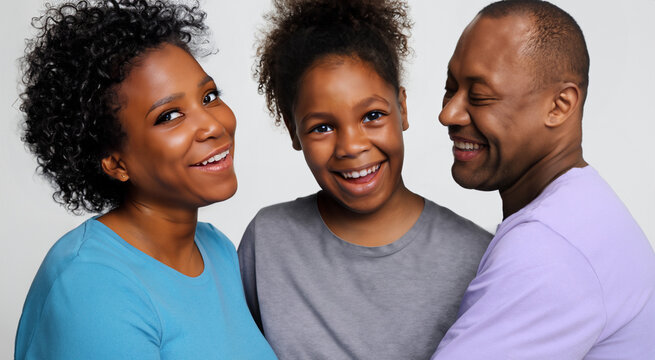 Happy African American Family Laughing in Candid Moment