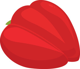 Red bell pepper lying on side isolated on white background