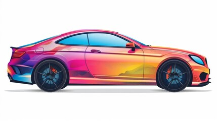 Obraz premium a sparking new car clipart, automotive element, detailed illustration, bright colors, isolated on white background