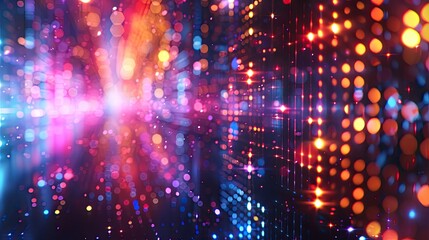 Fototapeta premium Abstract bokeh background with vibrant neon lights creating a festive and energetic atmosphere