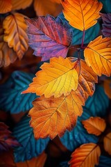 Autumn background texture with colorful fall maple leaves. Texture with autumn leaves.