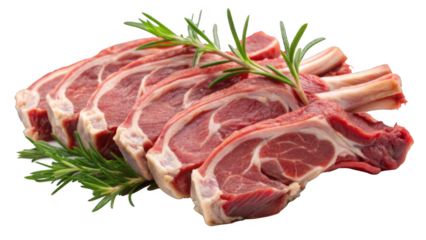 raw lamb meat on a transparent background.