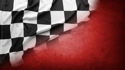 Checkered flag on red