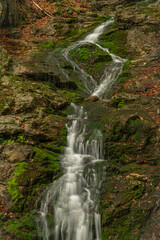 Fototapeta premium Hutsky waterfall in Krkonose mountains and national park in summer day