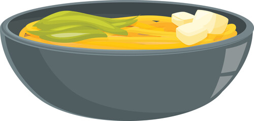 Aromatic curry soup with vegetables served in a bowl, perfect for showcasing asian cuisine or a healthy lifestyle