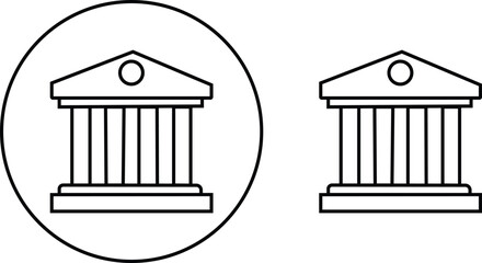 Silhouette bank building icons set isolated on transparent background flat and line vector collection. Bank Government Courthouse Architecture simple land mark. For info graphics Mobile and Web.