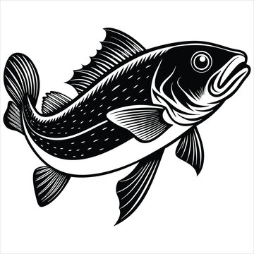 recommend clip art: Cod Fish silhouette vector illustration on white background 