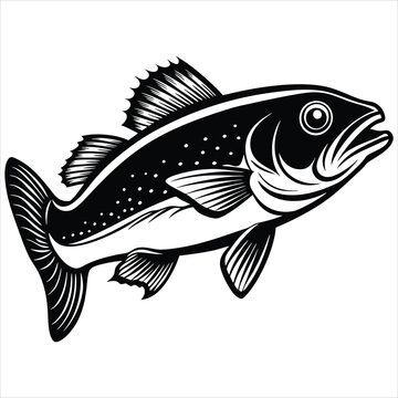 recommend clip art: Cod Fish silhouette vector illustration on white background 