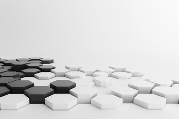A white and black hexagonal pattern is displayed on a white background