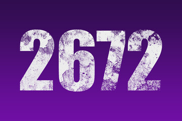 flat white grunge number of 2672 on purple background.	