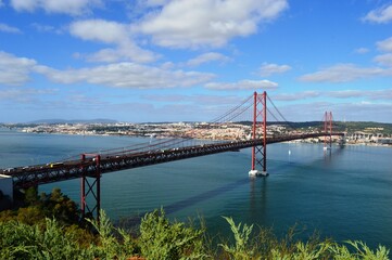 the big bridge over the river in lisbon