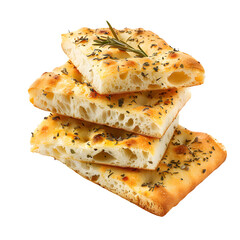Italian focaccia bread on transparent background