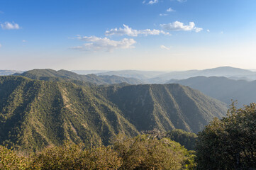 is the most famous village in the Troodos Mountains. Limassol district, Cyprus, Mediterranean Sea. Mountain landscape and sunny day.