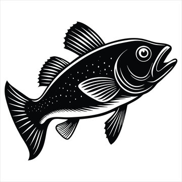recommend clip art: Cod Fish silhouette vector illustration on white background 