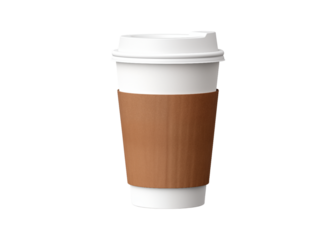 3d paper coffee cup isolated on transparent background, cut out