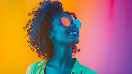 Energetic studio portraiture of female.Colorful backgrounds and different professions.