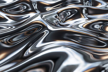 A shiny silver surface with a wave pattern