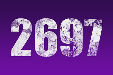 flat white grunge number of 2697 on purple background.	