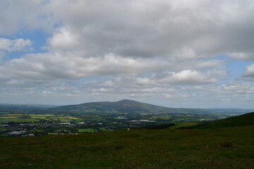 Fototapeta premium View to Slievenamon Mountain from Comeragh Mountains range, Glenary, Co. Waterford, Ireland